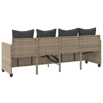 Ligbed met kussen&nbsp;poly rattan lichtgrijs