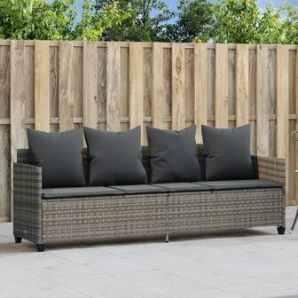 Ligbed met kussen&nbsp;poly rattan grijs