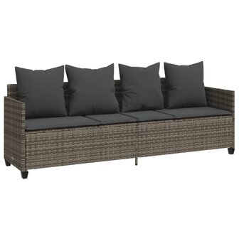 Ligbed met kussen&nbsp;poly rattan grijs