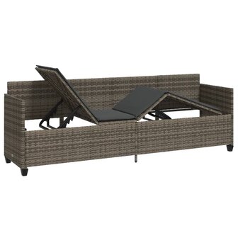 Ligbed met kussen&nbsp;poly rattan grijs