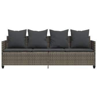 Ligbed met kussen&nbsp;poly rattan grijs