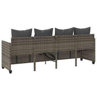 Ligbed met kussen&nbsp;poly rattan grijs