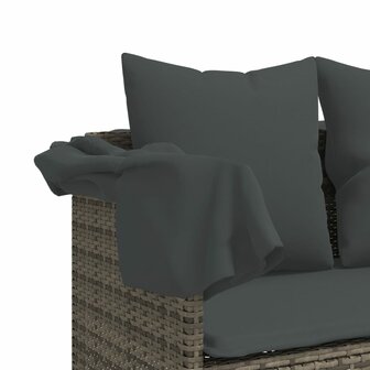 Ligbed met kussen&nbsp;poly rattan grijs