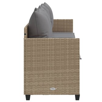 Ligbed met kussens&nbsp;poly rattan beige
