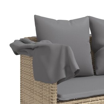 Ligbed met kussens&nbsp;poly rattan beige