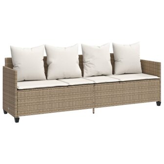 Ligbed met kussens&nbsp;poly rattan beige