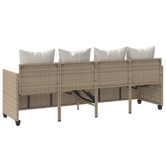 Ligbed met kussens&nbsp;poly rattan beige