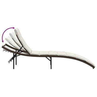 Ligstoelen 2 st met tafel poly rattan bruin