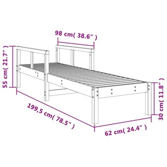 Ligstoel 199,5x62x55 cm massief grenenhout wit