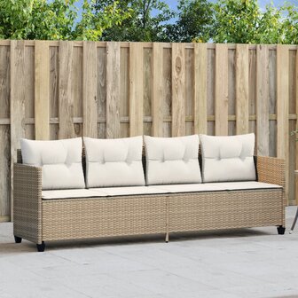 Ligbed met kussens&nbsp;poly rattan beige