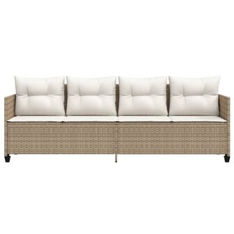 Ligbed met kussens&nbsp;poly rattan beige