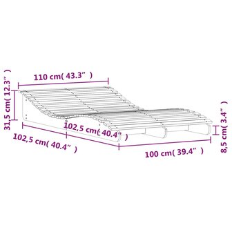 Ligbed 205x110x31,5 cm massief grenenhout