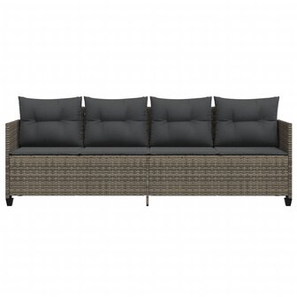 Ligbed met kussen&nbsp;poly rattan grijs