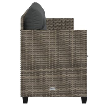 Ligbed met kussen&nbsp;poly rattan grijs
