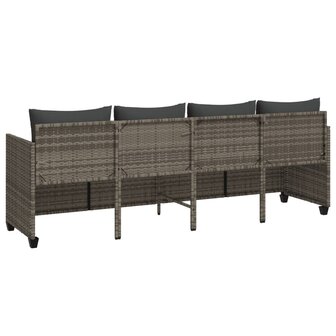Ligbed met kussen&nbsp;poly rattan grijs