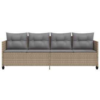 Ligbed met kussens&nbsp;poly rattan beige