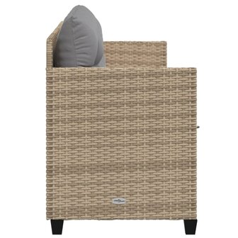 Ligbed met kussens&nbsp;poly rattan beige
