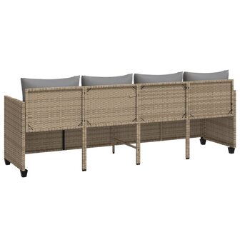 Ligbed met kussens&nbsp;poly rattan beige