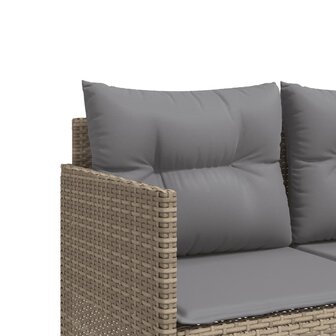 Ligbed met kussens&nbsp;poly rattan beige