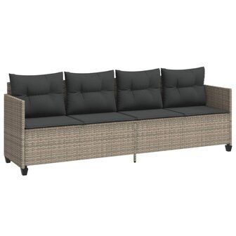 Ligbed met kussen&nbsp;poly rattan lichtgrijs