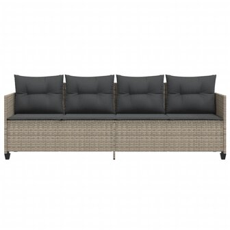 Ligbed met kussen&nbsp;poly rattan lichtgrijs