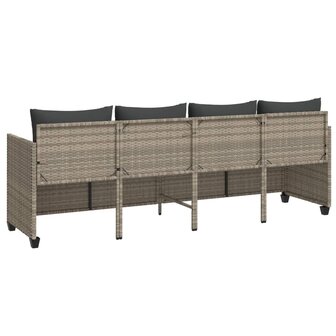 Ligbed met kussen&nbsp;poly rattan lichtgrijs