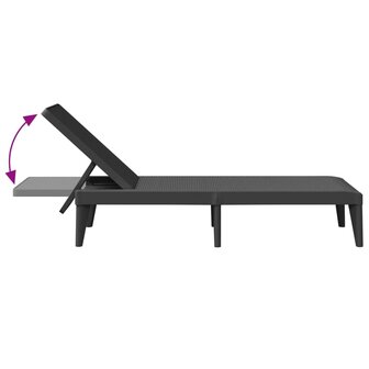 Ligbed 186x60x29 cm polypropeen antracietkleurig