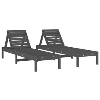 Ligbedden 2 st 199,5x60x74 cm massief grenenhout grijs