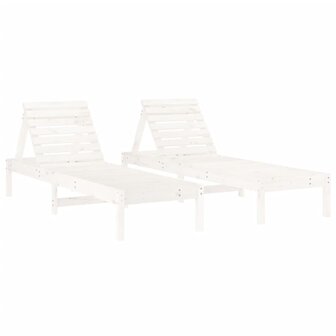 Ligstoelen 2 st 199,5x60x74 cm massief grenenhout wit