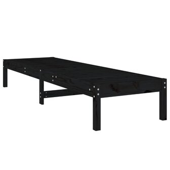 Ligbedden 2 st 199,5x60x74 cm massief grenenhout zwart