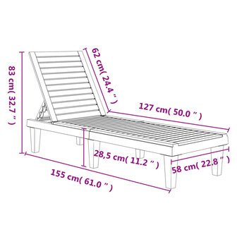 Ligbed 155x58x83 cm polypropeen zwart