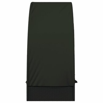 Ligbed met rond dak 211x57x140 cm poly rattan zwart