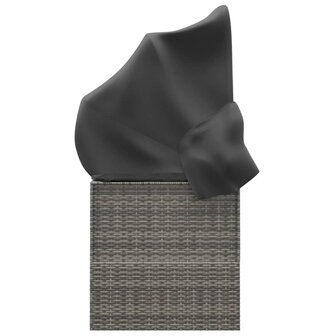 Loungebed met luifel en kussens poly rattan grijs
