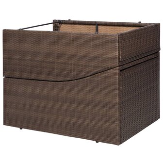 Ligbed met kussen poly rattan bruin