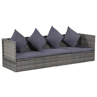 Tuinbed 200x60 cm poly rattan grijs