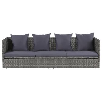 Tuinbed 200x60 cm poly rattan grijs