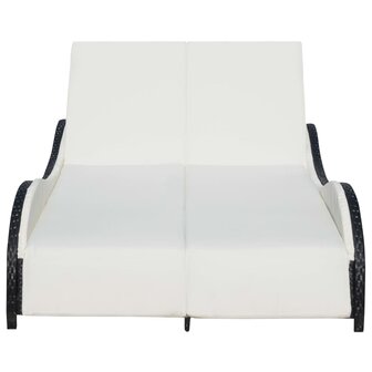 Ligbed tweepersoons met kussen poly rattan zwart