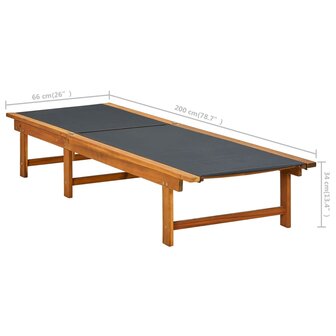 Ligbed met tafel massief acaciahout en textileen