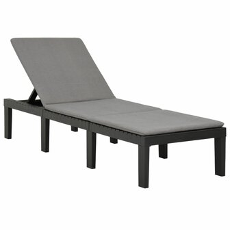 Ligbed met kussen kunststof antracietkleurig