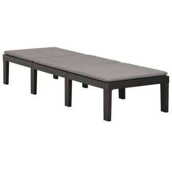 Ligbed met kussen kunststof antracietkleurig