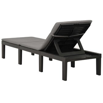 Ligbed met kussen kunststof antracietkleurig