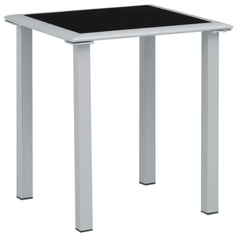 Ligbedden 2 st met tafel aluminium zwart