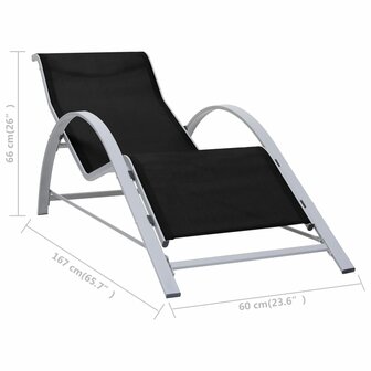 Ligbedden 2 st met tafel aluminium zwart