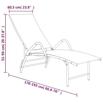 Ligbed textileen en aluminium zwart
