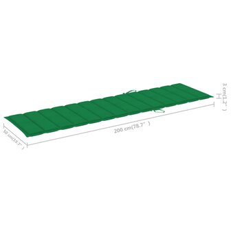 Ligbedden 2 st met tafel en kussens massief teakhout