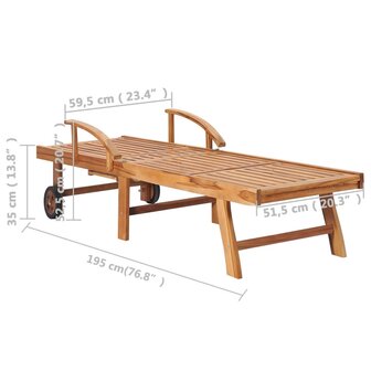 Ligbedden 2 st met tafel en kussens massief teakhout