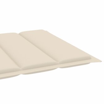 Ligbedden 2 st met cr&egrave;mekleurige kussens massief teakhout