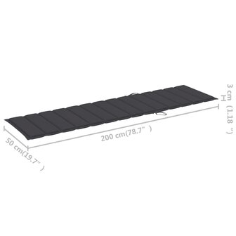 Ligbed met tafel en kussen massief teakhout
