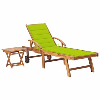 Ligbed met tafel en kussen massief teakhout
