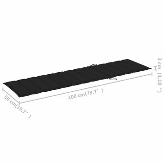Ligbed met tafel en kussen massief teakhout